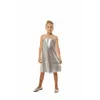 Плаття в паєтку срібне з рукавами з сітки YG.21.30.004