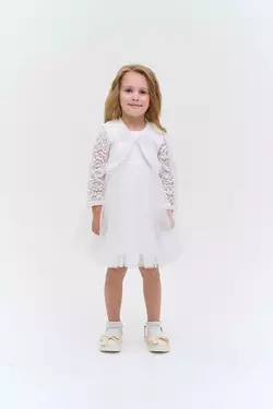Комплект ошатний сукня та болеро з білого гіпюру YJ.21.30.003W|YJ.21.30.014