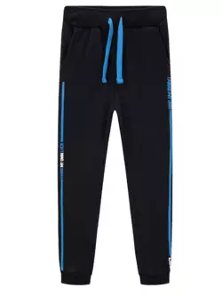 Спортивні штани на флісі, чорні із синіми вставками YU.12.24.003