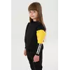 Cвітшот утеплений чорно-жовтий з тасьмою на рукаві для дівчинки YC.02.09.008