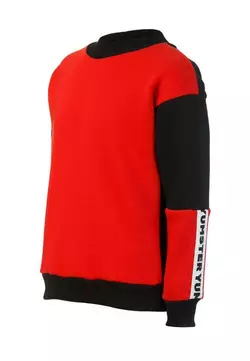 Світшот з брендованою тасьмою на рукаві червоний з чорним тринитка YC.02.09.023 Світшот з брендованою тасьмою на рукаві червоний з чорним тринитка YC.02.09.023