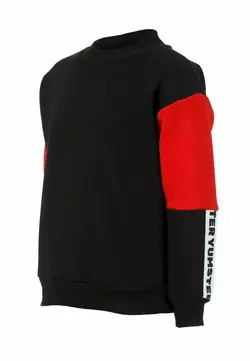 Cвітшот утеплений чорно-червоний з тасьмою на рукаві для хлопчика YC.02.09.006 Cвітшот утеплений чорно-червоний з тасьмою на рукаві для хлопчика YC.02.09.006