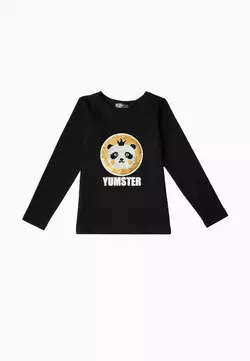 Лонгслів чорний з Пандою для хлопців YH.21.04.002 Лонгслів чорний з Пандою для хлопців YH.21.04.002