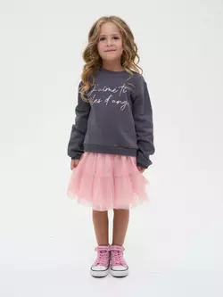 Комплект для дівчинки - сірий світшот та рожева спідниця YU.22.09.005|YU.22.22.004 Комплект для дівчинки - сірий світшот та рожева спідниця YU.22.09.005|YU.22.22.004