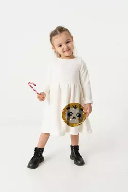 Тепла сукня з довгим рукавом та аплікацією Панда YI.21.30.030 Тепла сукня з довгим рукавом та аплікацією Панда YI.21.30.030