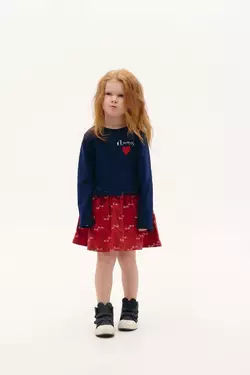 Сукня комбінована з довгим рукавом принт серце YL.22.30.005 Сукня комбінована з довгим рукавом принт серце YL.22.30.005