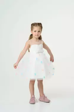 Біле святкове плаття з квіточками YJ.21.30.007 Біле святкове плаття з квіточками YJ.21.30.007