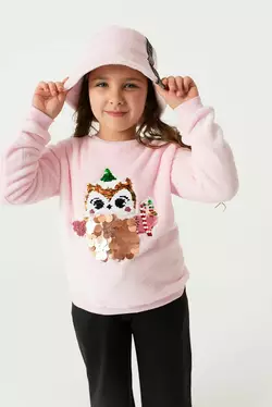 Світшот ніжно-рожевий з аплікацією із паєток Сова YI.22.09.006 Світшот ніжно-рожевий з аплікацією із паєток Сова YI.22.09.006