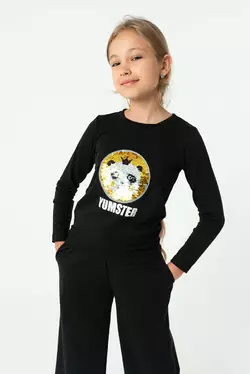 Лонгслів чорний з Пандою YH.21.04.002 Лонгслів чорний з Пандою YH.21.04.002