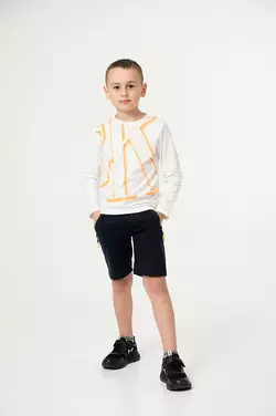 Чорні шорти з помаранчевою блискавкою для хлопчика YS.11.21.001 Чорні шорти з помаранчевою блискавкою для хлопчика YS.11.21.001