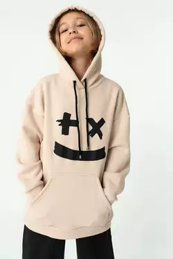 Худі бежевий  зі смайлом для дівчаток YH.12.07.002 Худі бежевий  зі смайлом для дівчаток YH.12.07.002