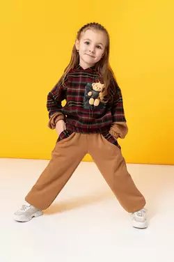 Костюм теплий бордово-коричневий з ведмедиком YN.22.25.024 Костюм теплий бордово-коричневий з ведмедиком YN.22.25.024