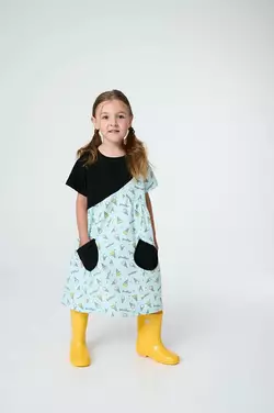 Сукня чорно-блакитна з принтом Ice Cream асиметрія YJ.22.09.006 Сукня чорно-блакитна з принтом Ice Cream асиметрія YJ.22.09.006