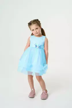 Ошатна сукня з трояндами на поясі та градієнтом блакитна YJ.21.30.015 Ошатна сукня з трояндами на поясі та градієнтом блакитна YJ.21.30.015