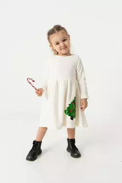 Тепла сукня з довгим рукавом та аплікацією Ялинка  YI.21.30.015 Тепла сукня з довгим рукавом та аплікацією Ялинка  YI.21.30.015