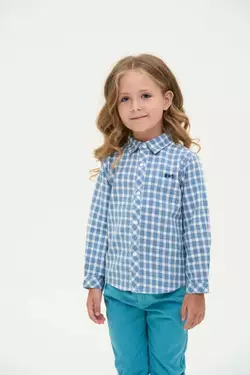 Сорочка для дівчинки, в клітку, бірюзова YU.12.54.001 Сорочка для дівчинки, в клітку, бірюзова YU.12.54.001