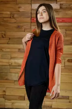 Ажурний кардиган теракотового кольору для дівчинки YA.22.08.001 Ажурний кардиган теракотового кольору для дівчинки YA.22.08.001