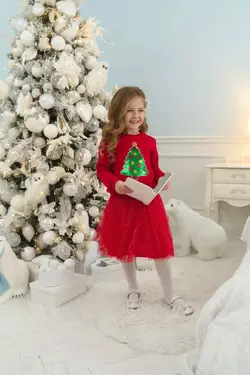 Світшот червоний з аплікацією з паєток Ялинка YI.22.09.005 Світшот червоний з аплікацією з паєток Ялинка YI.22.09.005