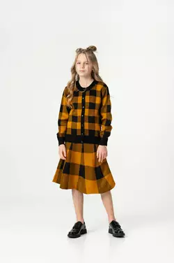 Костюм з в'язаного трикотажу, клітка гірчичного кольору YN.22.25.002 Костюм з в'язаного трикотажу, клітка гірчичного кольору YN.22.25.002