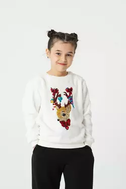 Світшот білий з аплікацією із паєток Олень YI.22.09.002 Світшот білий з аплікацією із паєток Олень YI.22.09.002