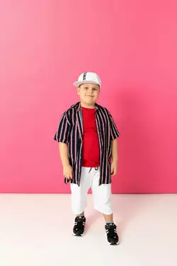 Комплект для хлопчика сорочка + футболка + шорти синій з білим  YK.12.03.002 Комплект для хлопчика сорочка + футболка + шорти синій з білим  YK.12.03.002