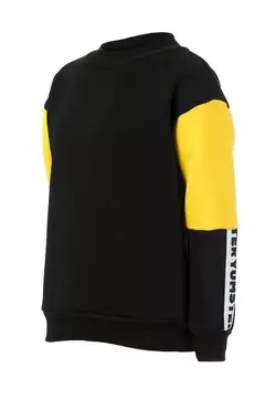 Світшот із брендованою тасьмою на рукаві чорний з жовтим YC.02.09.032