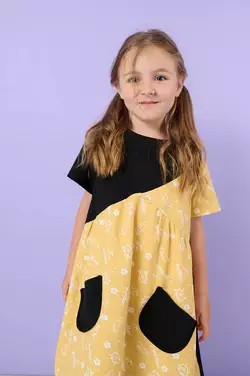 Сукня чорно-жовта з принтом Cucumboard асиметрія YJ.22.09.003 Сукня чорно-жовта з принтом Cucumboard асиметрія YJ.22.09.003