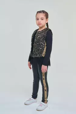 Жилетка з паєтками чорна із золотом YT.22.04.005 Жилетка з паєтками чорна із золотом YT.22.04.005