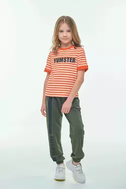 Футболка смугаста помаранчево-біла для дівчинки YH.01.03.001 Футболка смугаста помаранчево-біла для дівчинки YH.01.03.001