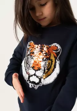 Світшот темно-синій з аплікацією з паєток Тигр YI.12.09.009 Світшот темно-синій з аплікацією з паєток Тигр YI.12.09.009