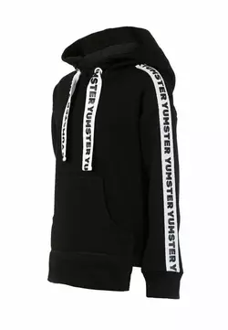 Худі чорний утеплений з білою бренованою тасьмою YC.02.07.003 Худі чорний утеплений з білою бренованою тасьмою YC.02.07.003