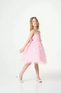 Рожеве святкове плаття з квіточками YJ.21.30.008 Рожеве святкове плаття з квіточками YJ.21.30.008