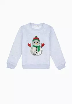 Світшот світло-сірий з аплікацією із паєток Snowman YI.02.09.006 Світшот світло-сірий з аплікацією із паєток Snowman YI.02.09.006