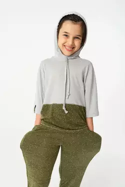 Штани дитячі на літо кольору хакі меланж YH.02.24.003 Штани дитячі на літо кольору хакі меланж YH.02.24.003