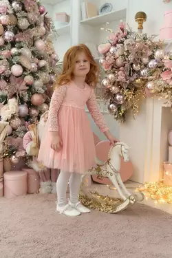 Плаття святкове для дівчинки гіпюрове, з довгими рукавами YJ.21.30.004N Плаття святкове для дівчинки гіпюрове, з довгими рукавами YJ.21.30.004N