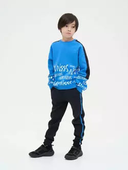 Світшот синій з чорними вставками, на флісі YU.12.09.003 Світшот синій з чорними вставками, на флісі YU.12.09.003