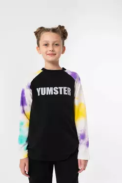 Лонгслів чорний з рукавами тай-дай та принтом Yumster YH.11.04.005 Лонгслів чорний з рукавами тай-дай та принтом Yumster YH.11.04.005