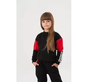 Світшот  чорно-червоний з тасьмою на рукаві на флісі YC.02.09.006 Світшот  чорно-червоний з тасьмою на рукаві на флісі YC.02.09.006