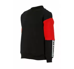 Cвітшот утеплений чорно-червоний з тасьмою на рукаві для хлопчика YC.02.09.006 Cвітшот утеплений чорно-червоний з тасьмою на рукаві для хлопчика YC.02.09.006