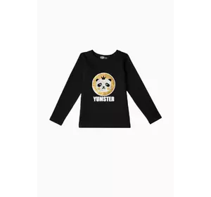 Лонгслів чорний з Пандою для хлопців YH.21.04.002 Лонгслів чорний з Пандою для хлопців YH.21.04.002