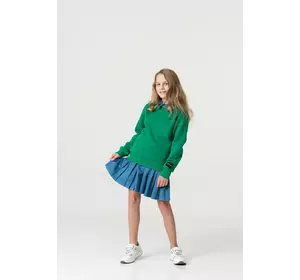 Костюм із зеленим світшотом на флісі та джинсовою спідницею YN.22.25.004 Костюм із зеленим світшотом на флісі та джинсовою спідницею YN.22.25.004