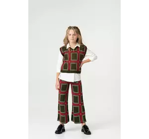 Костюм оливка трійка клітка YN.22.25.021 Костюм оливка трійка клітка YN.22.25.021