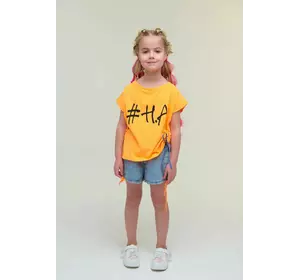 Комплект з джинсових шортів та помаранчевої футболки #HA YК.22.42.017 Комплект з джинсових шортів та помаранчевої футболки #HA YК.22.42.017