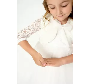 Болеро для дівчинки з мереживними рукавами біле YJ.21.30.014 Болеро для дівчинки з мереживними рукавами біле YJ.21.30.014