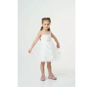 Біле святкове плаття з квіточками YJ.21.30.007 Біле святкове плаття з квіточками YJ.21.30.007