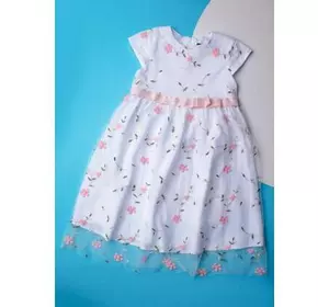 Сукня ошатна дитяча біла з вишитими трояндами YE.21.25.004 Сукня ошатна дитяча біла з вишитими трояндами YE.21.25.004