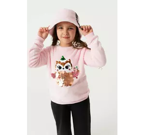 Світшот ніжно-рожевий з аплікацією із паєток Сова YI.22.09.006 Світшот ніжно-рожевий з аплікацією із паєток Сова YI.22.09.006