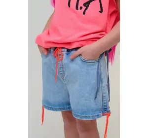 Джинсові шорти з рожевими шнурками для дівчинки YT.22.21.002 Джинсові шорти з рожевими шнурками для дівчинки YT.22.21.002