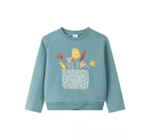 Світшот для дівчинки світло-зелений з принтом YU.22.09.003 Світшот для дівчинки світло-зелений з принтом YU.22.09.003