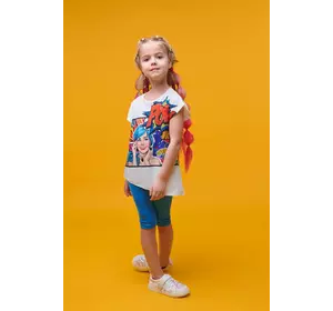 Футболка біла із синім принтом комікс YT.22.03.006 Футболка біла із синім принтом комікс YT.22.03.006